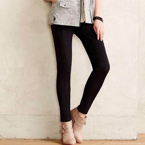 Anthropologie Pants - Anthro La Fee Verte Black Psuedo Suede Leggings